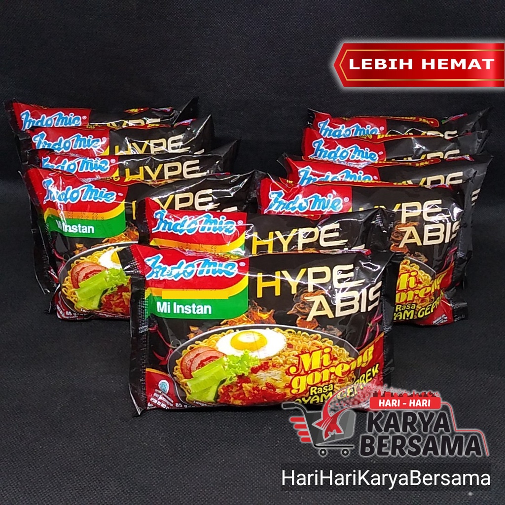

INDOMIE MIE INSTAN GORENG RASA AYAM GEPREK HYPE ABIS 10 BUNGKUS X 85GR