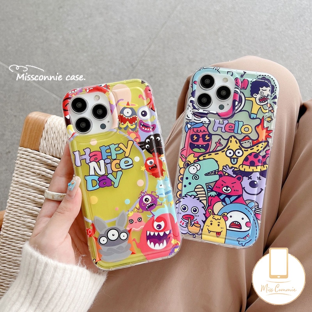 IPHONE Casing Ponsel Kartun Lovely Toy Story Kompatibel Untuk Iphone11Xr 7Plus 14 13 12 Pro MAX 6 6S Plus X XS MAX Monster Kecil Yang Lucu Shockproof Airbag Cases Soft Cover