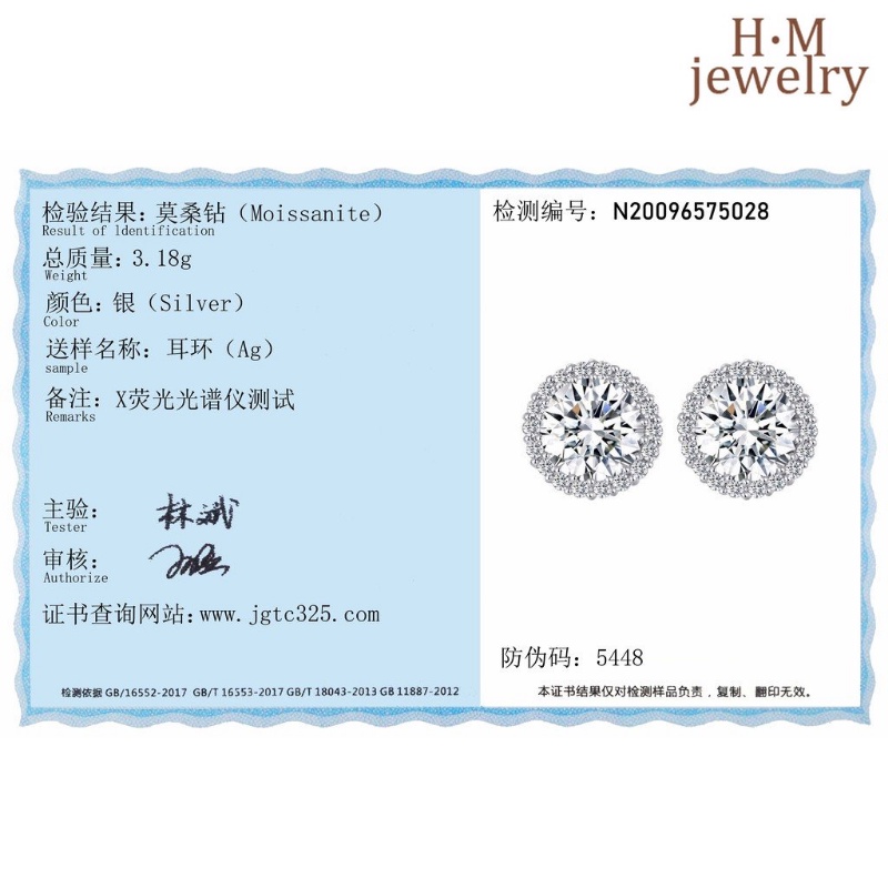 Anting Tusuk Moissanite Wanita