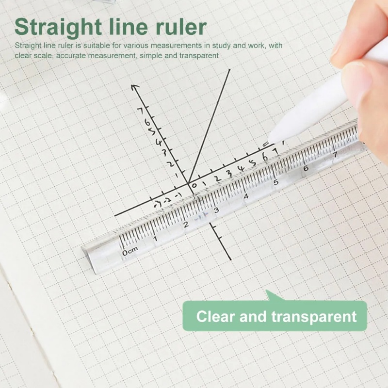 15cm/20cm Penggaris Lurus Segitiga Transparan Sederhana/Penggaris Pengukur Tabulasi Matematika/Perlengkapan Alat Tulis Belajar Kantor