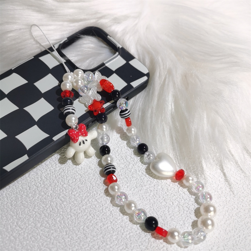 Ins Lucu Minnie Tangan Liontin Ponsel Rantai Anti-Lost Lembut Tembikar Tali Tali Strap Lanyard Manik-Manik Akrilik Warna-Warni Kasus Ponsel Gantung Kabel