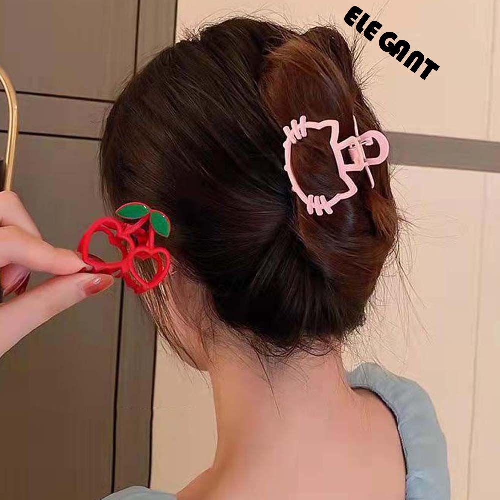 [Elegan] Wanita Hiu Klip Merah Muda Kawaii Aksesoris Rambut Kitty Kucing Hiasan Kepala Jepit Rambut Gaya Korea Hair Clips