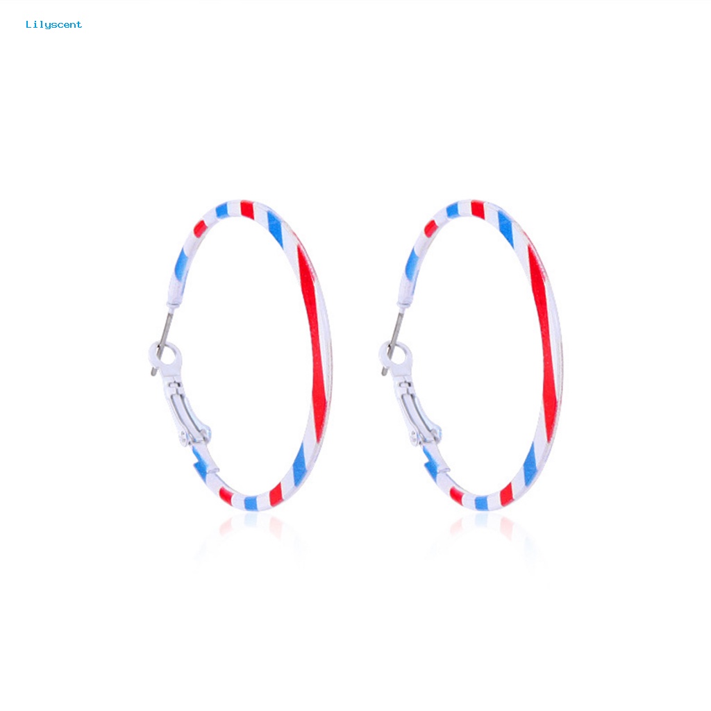 Lilyscent 1pasang Charming Drop Earrings Women Jewelries July 4th Anting Bendera Amerika Tidak Sakit Memakai