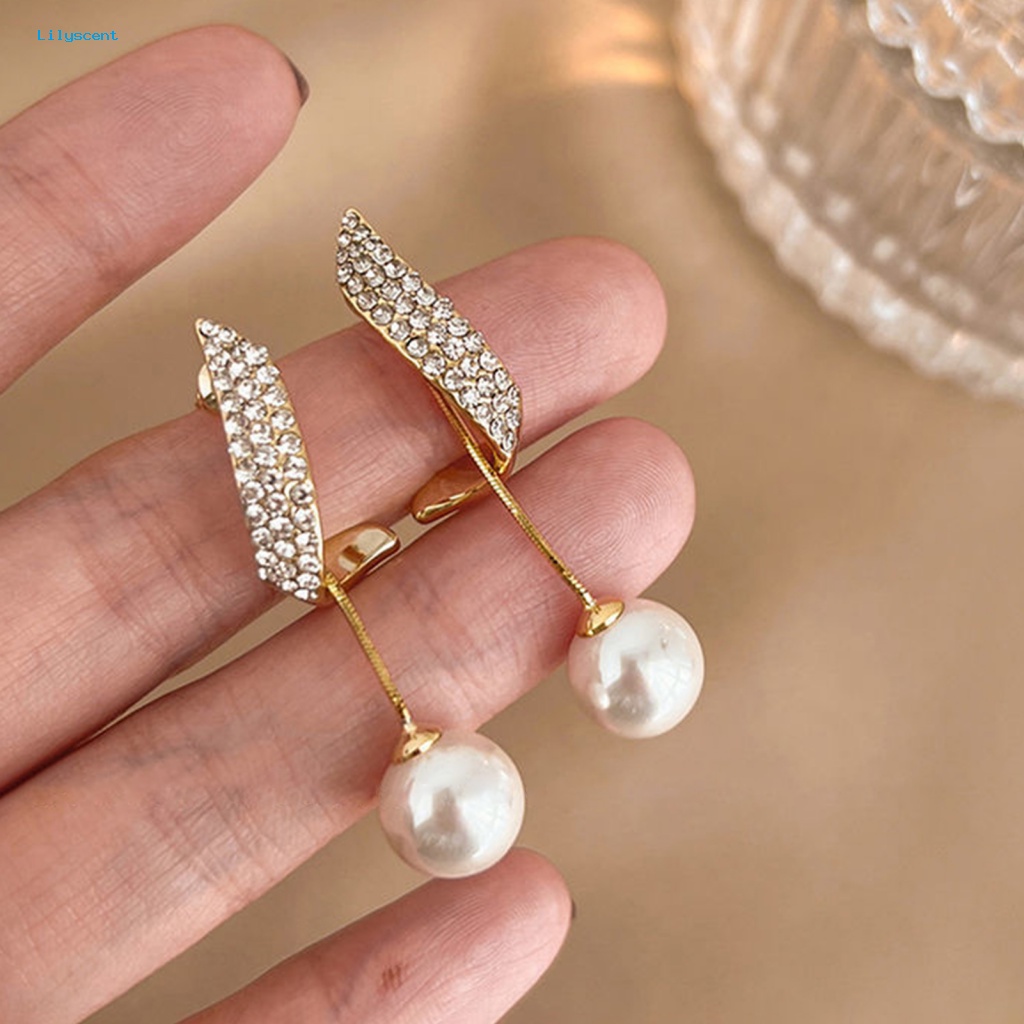 Lilyscent 1pasang Anting Menjuntai Mulia Fashion Perhiasan Glossy Faux Pearl Stud Earrings Dainty