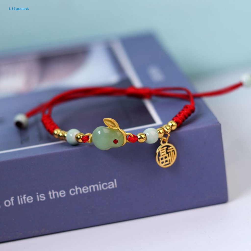 Lilyscent Hadiah Sempurna Gelang Rantai Wanita Aksesori Zodiak Cina Hewan Pesona Imitasi Giok Gelang Handmade