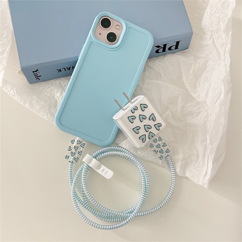 IPHONE Jalur Data Ponsel Charger Plug Pelindung Cover Kompatibel Untuk Iphone5 /18/20W Charger Kabel Data Spiral Winder Pelindung Case Aksesoris Telepon Silikon Lembut Anti Patah