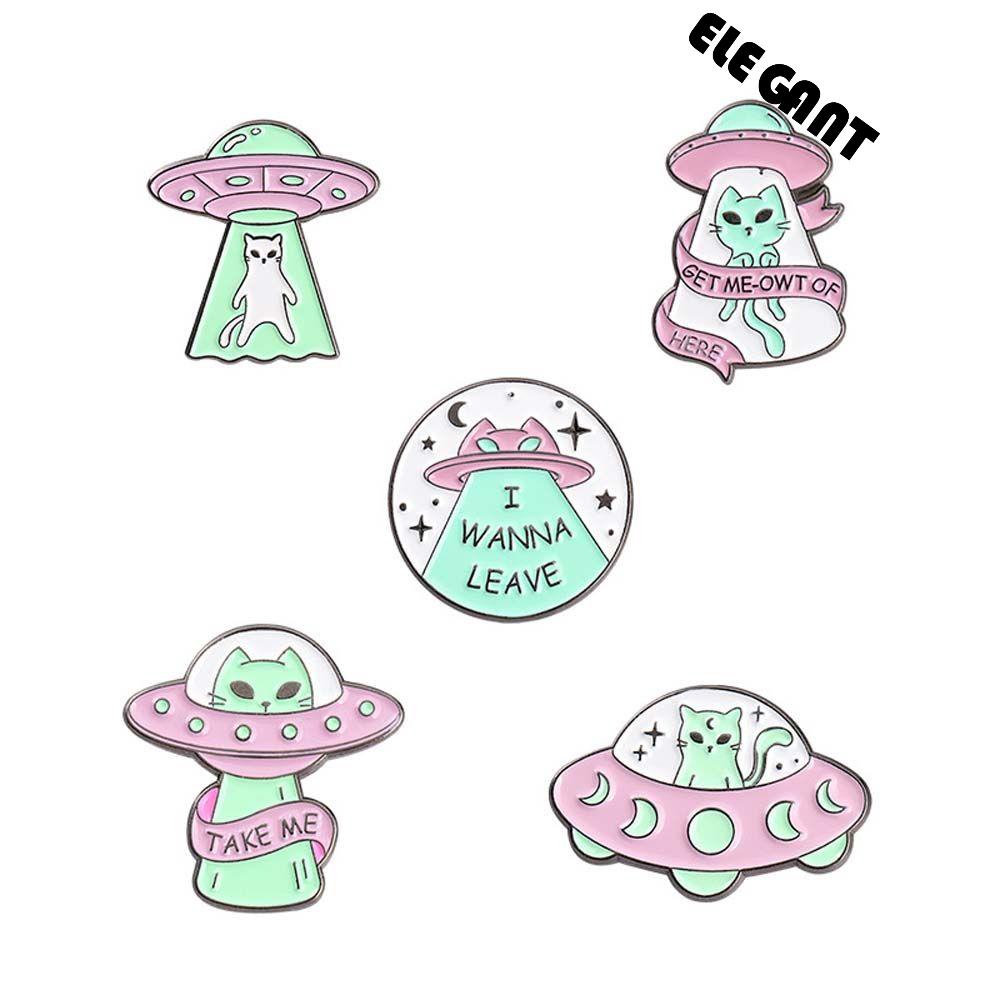 [Elegan] Bros Kucing Alien Lucu Kartun Aksesoris Perhiasan Kucing Alien Escape Disini Lencana Pin Enamel Pin