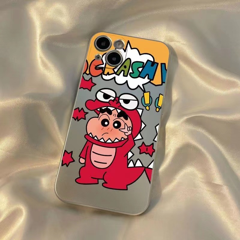 IPHONE Shin Chan Casing Ponsel Kompatibel Untuk Iphone11 14 13 12 Pro Max XS XR X8+76S Plus Mini Soft Casing Silikon Electroplate TPU Shockproof Cover