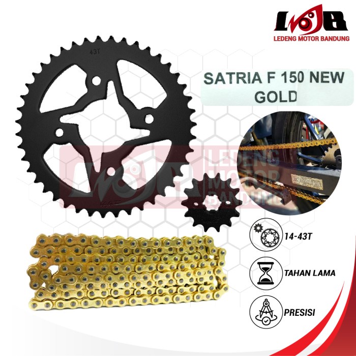 Yuzaka Gear Set Gold Satria FU 150 New Rantai Girset Depan Belakang