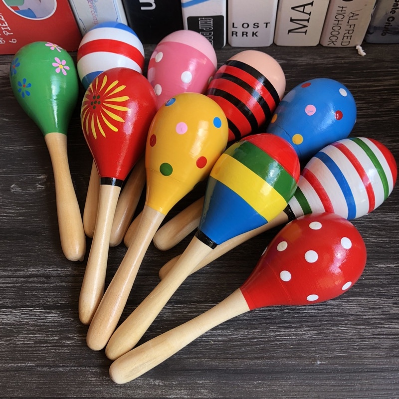 HZ Baby Maracas Kayu Mainan Kerincingan Kayu Bayi Wooden Rattle Marakas Kayu Genggam