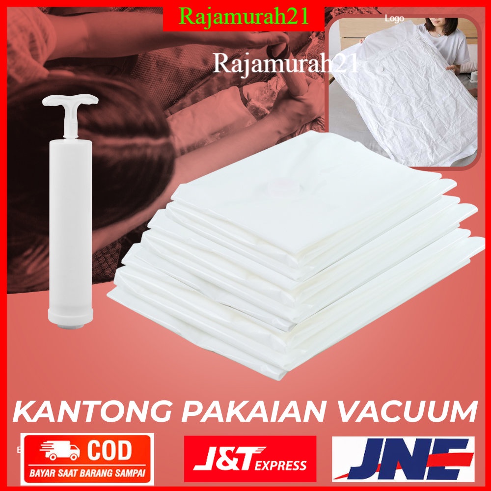 WHISM Kantong Plastik Pakaian Vacuum Bag 10 PCS with Hand Pump - WH021 - White - 7CHA1YWH