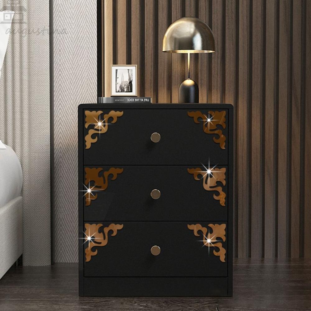 Agustina Stiker Cermin 4pcs/pack Shiny Self-adhesive Motif Bunga Lemari DIY Wallsticker Modern