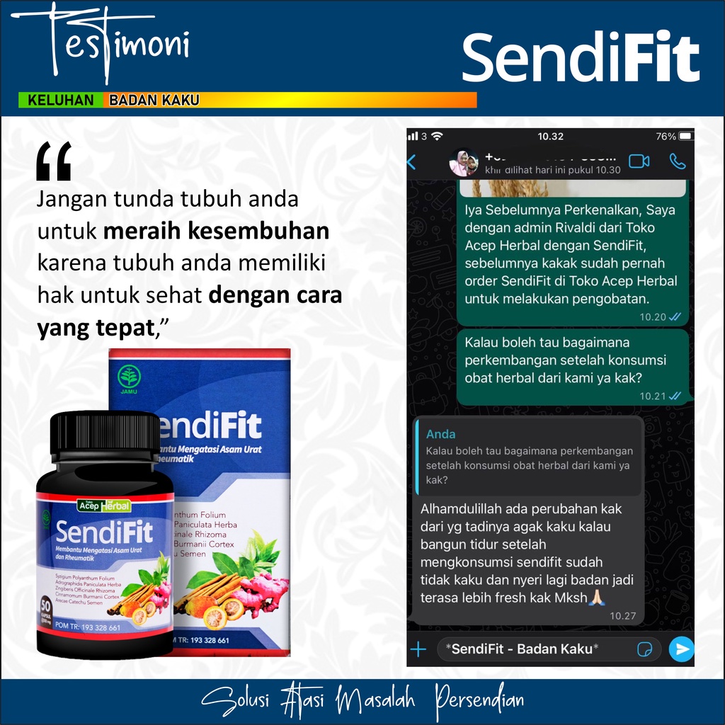 Obat Sakit Lutut Obat Nyeri Lutut Susah Ditekuk Bengkak Radang Sendi Cedera Lutut Terasa Kopong Penambah Nutrisi Pada Lutut Osteoporosis Sendifit Original Isi 50 Kapsul  Bpom Halal Mui ORIGINAL