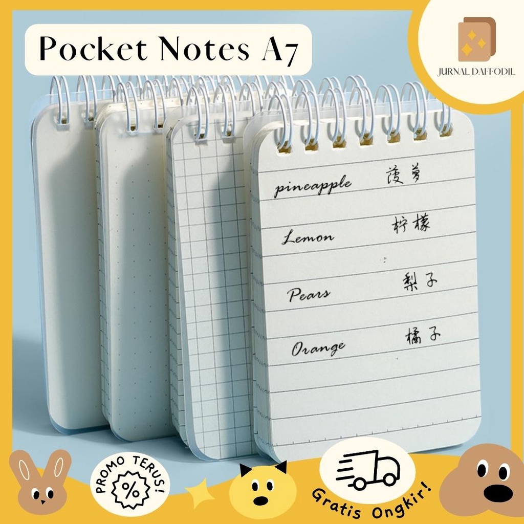 

JurnalDaffodil - Buku Catatan Saku Pocket Mini A7 Karakter Lucu Spiral Ring