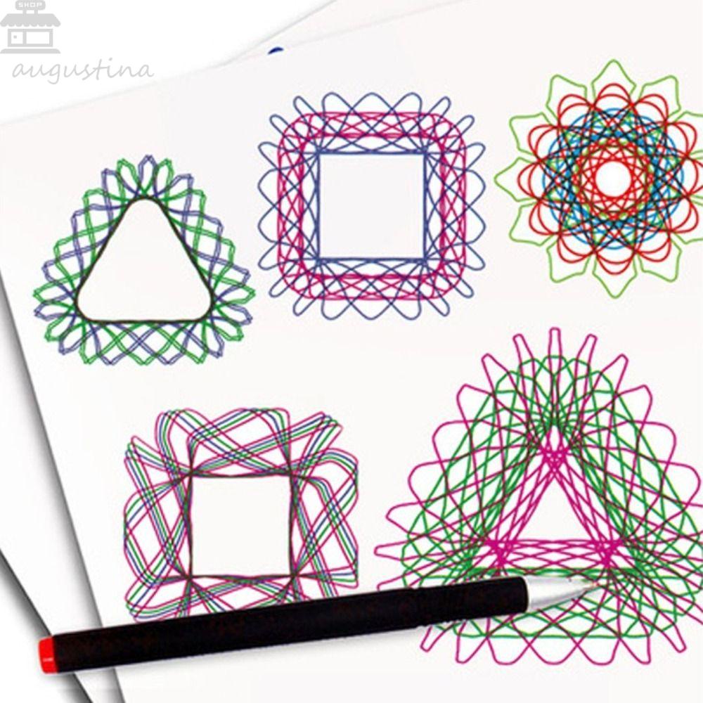 Penggaris Gambar Spirograph Agustina 12Pcs/set Dapat Diputar Interlocking Gears Roda Siswa Alat Tulis Sekolah Perlengkapan Kantor Mainan Edukasi DIY Menggambar Template