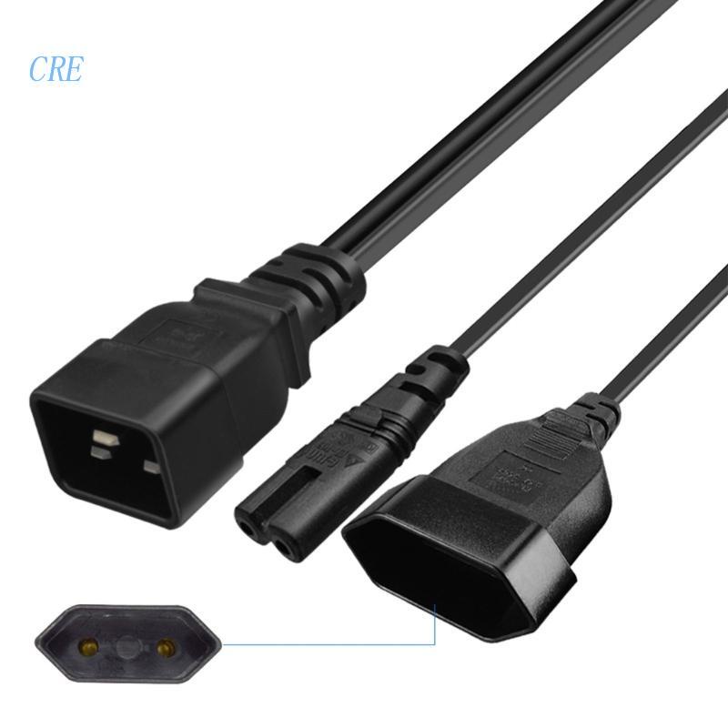 Cre IEC320 C20 to C7+EU4.0mm Y Splitter Kabel Listrik 1FT Power Extension Adapter Cable