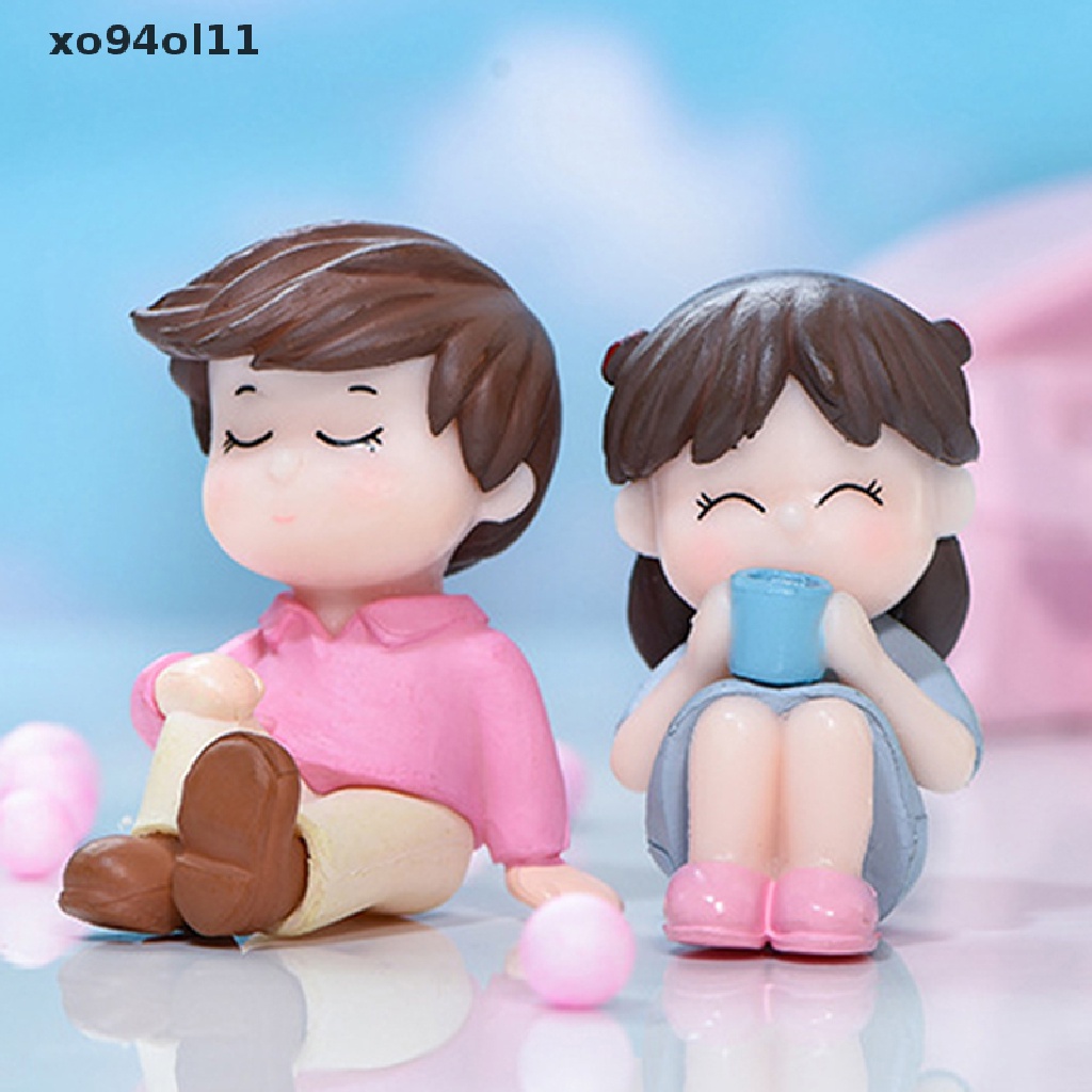 Xo 2pcs/set Boneka Pecinta Mini Model Figure Pemandangan Peri Taman Ornamen OL