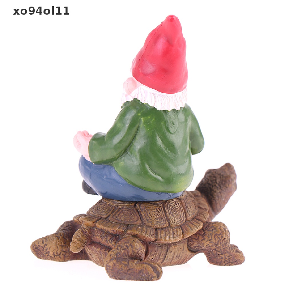 Xo Patung Gnome Taman Lucu Gnome Sitg On tortoise Statue Dwarf Ornament OL