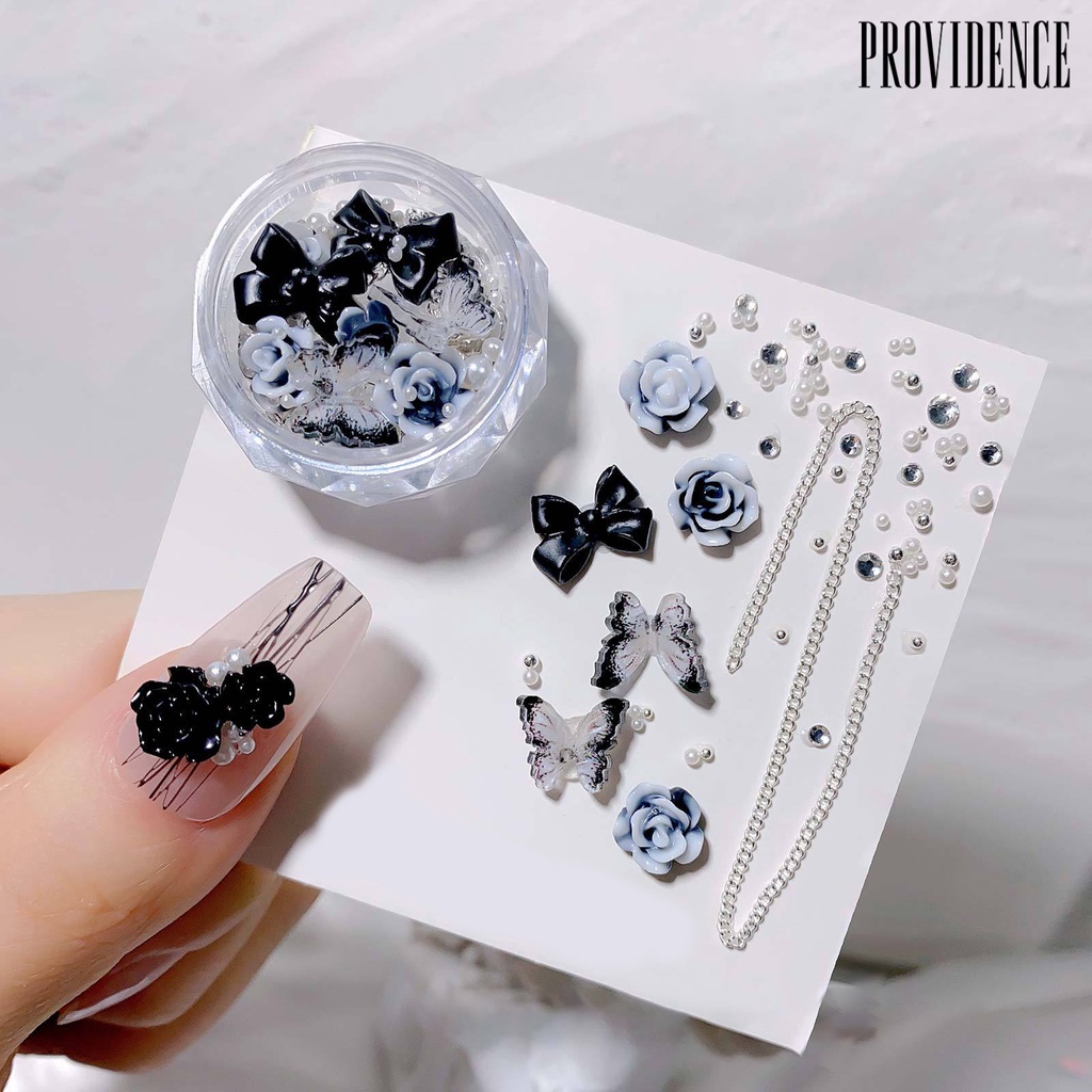 Providence 1kotak Nail Art Decor Shining Glitter High Gloss DIY Shiny Efek Visual Nail Camellia Bows Mix Chain Manicure Charm Nail Salon Supply