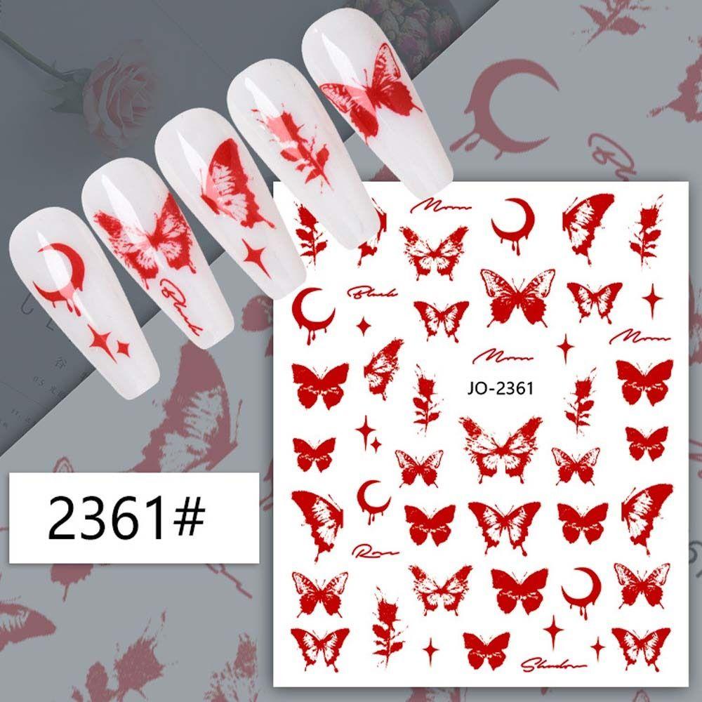 Agustina Stiker Kuku Kupu-Kupu Fashion Ins Style Moon Bronzing Butterfly Self Adhesive Flame Nail Dekorasi