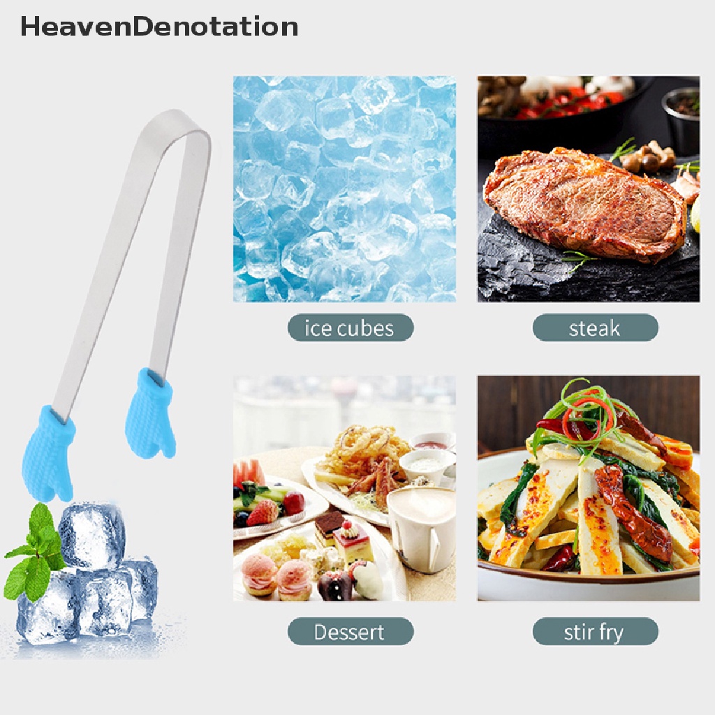 [HeavenDenotation] Silikon Penjepit Makanan Sarung Tangan Berbentuk Stainless Steel Non-slip Es Permen Food Clip HDV