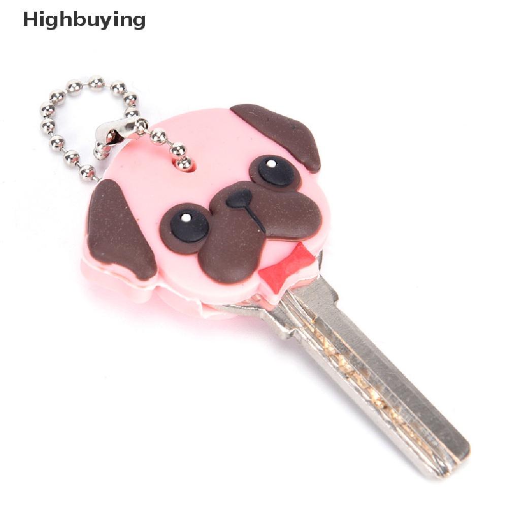 Hbid Silicone Puppy Pug Cat Rabbit Key Cover Cap Gantungan Kunci Key Ring PVC Key Case Hadiah Glory