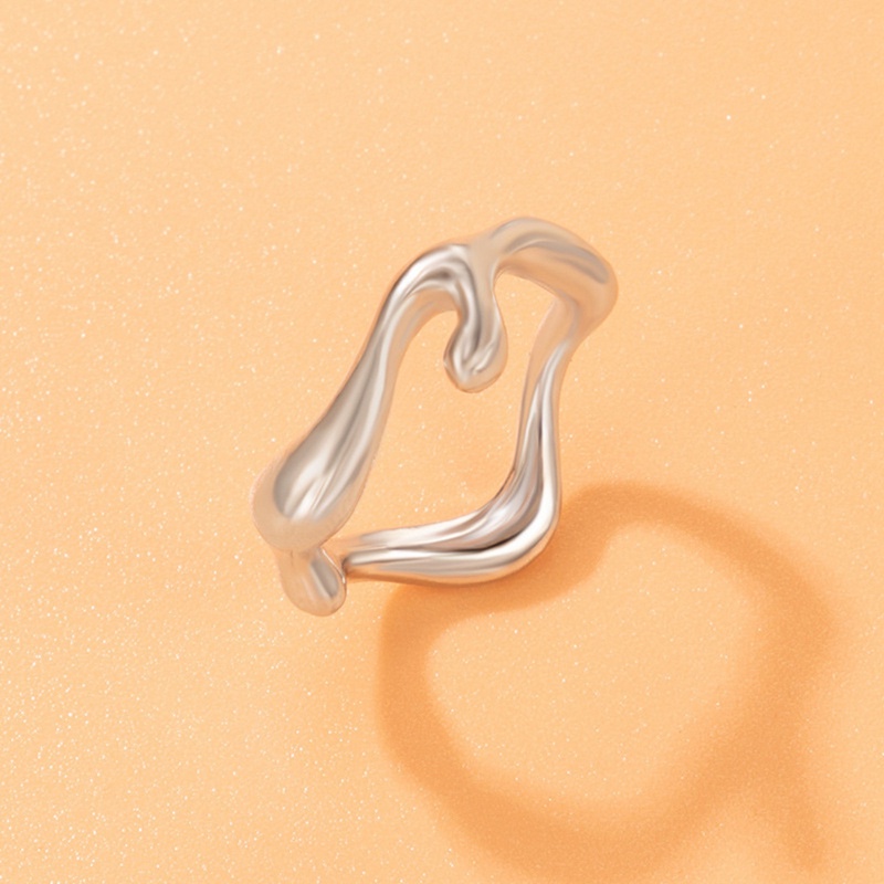 Punk Set Cincin Kupu-Kupu Cair Warna Perak Untuk Wanita Fashion Gelombang Tidak Teratur Metal Knuckle Rings Aesthetic Egirl Gothic Jewelry