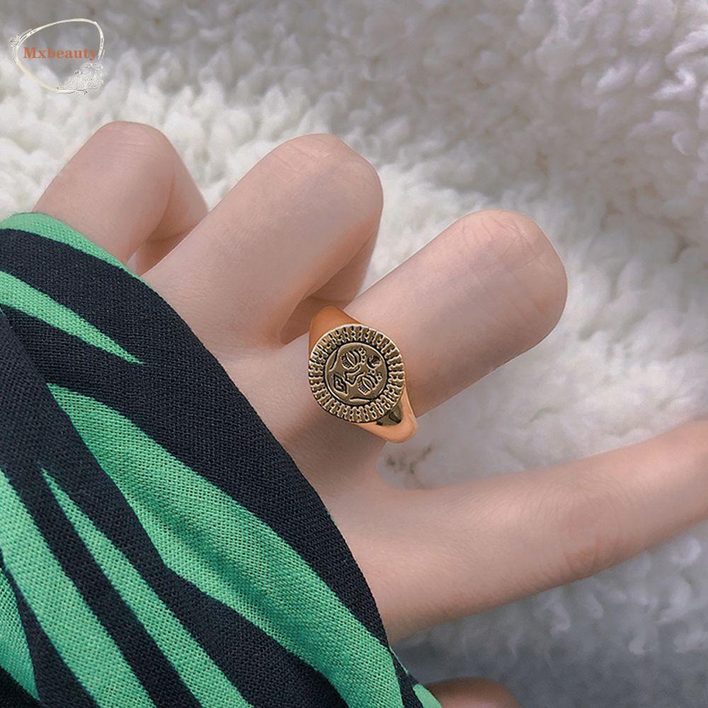 MXBEAUTY Gothic Finger Rings Punk Fashion Jewelry Aesthetic Rings Eye Accessories Gift Flower Exaggeration Face Sun