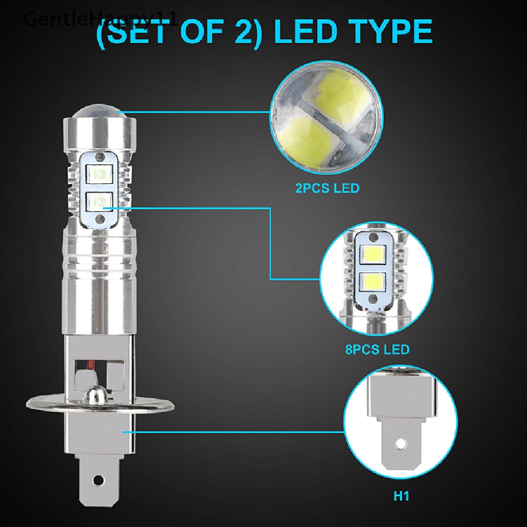 Gentlehappy 2Pcs H1 LED Auto Headlight Bulbs 8000K 100W Ice Blue Lampu Kabut Mobil Super Terang id