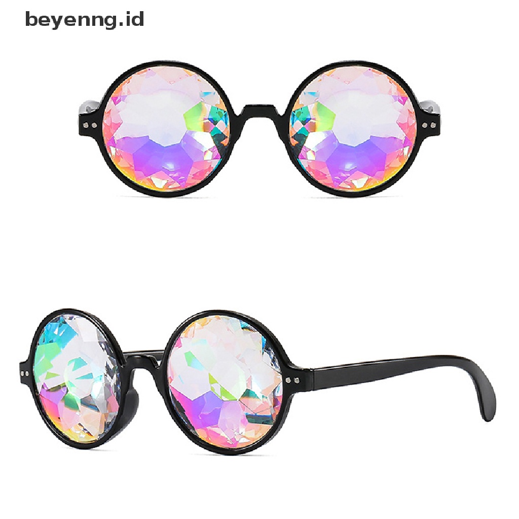 Beyen Kaleidoskop Kacamata Hujan Prisma Difraksi Lensa Kristal Kacamata Festivals Eyewear Party Night Club Aksesoris Cosplay Mosaic Glass Prismatic Glasses Taman Hiburan Per