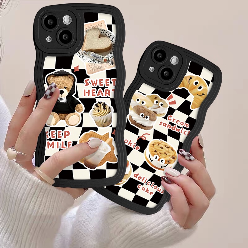 Wavy Edge Case Redmi Note 10s 11 11Pro Max10 8 9s 9 11s 10Pro Redmi 10C 9C A1 12C 9T 10 10A 9 A1+9A POCO M3 X3 NFC Pro Mi 11T Pro Delicious Cream Sandwich Cookie Cake Empuk Sarung