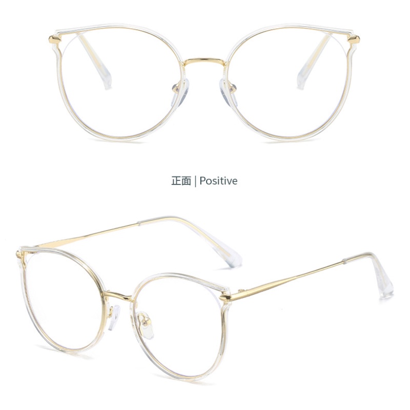 Ins Kacamata Anti Radiasi Photochromic Cat Eye Untuk Wanita Pria Frame Hollow Ringan