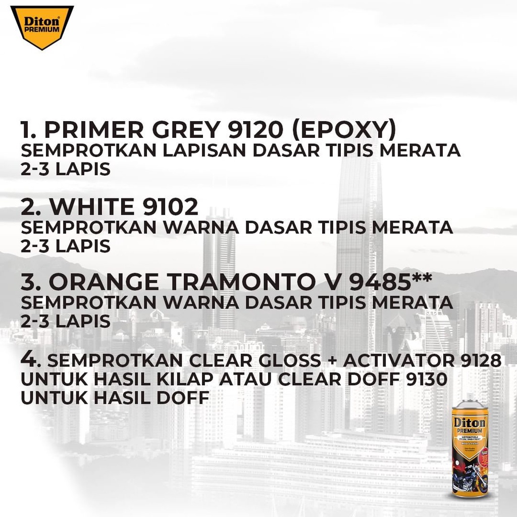 VESPA COLORS DITON Premium Pilok Pilox Cat Semprot Warna VESPA - V9485** Orange Tramonto (400cc)