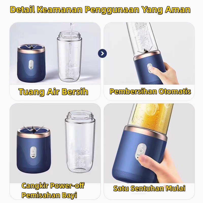 【COD】Juicer Botol Cup Blender Jus 400ML USB Electric Blender Botol 6 Pisau Portable Juicer Cup Blender Elektrik Mini Portable 400ML