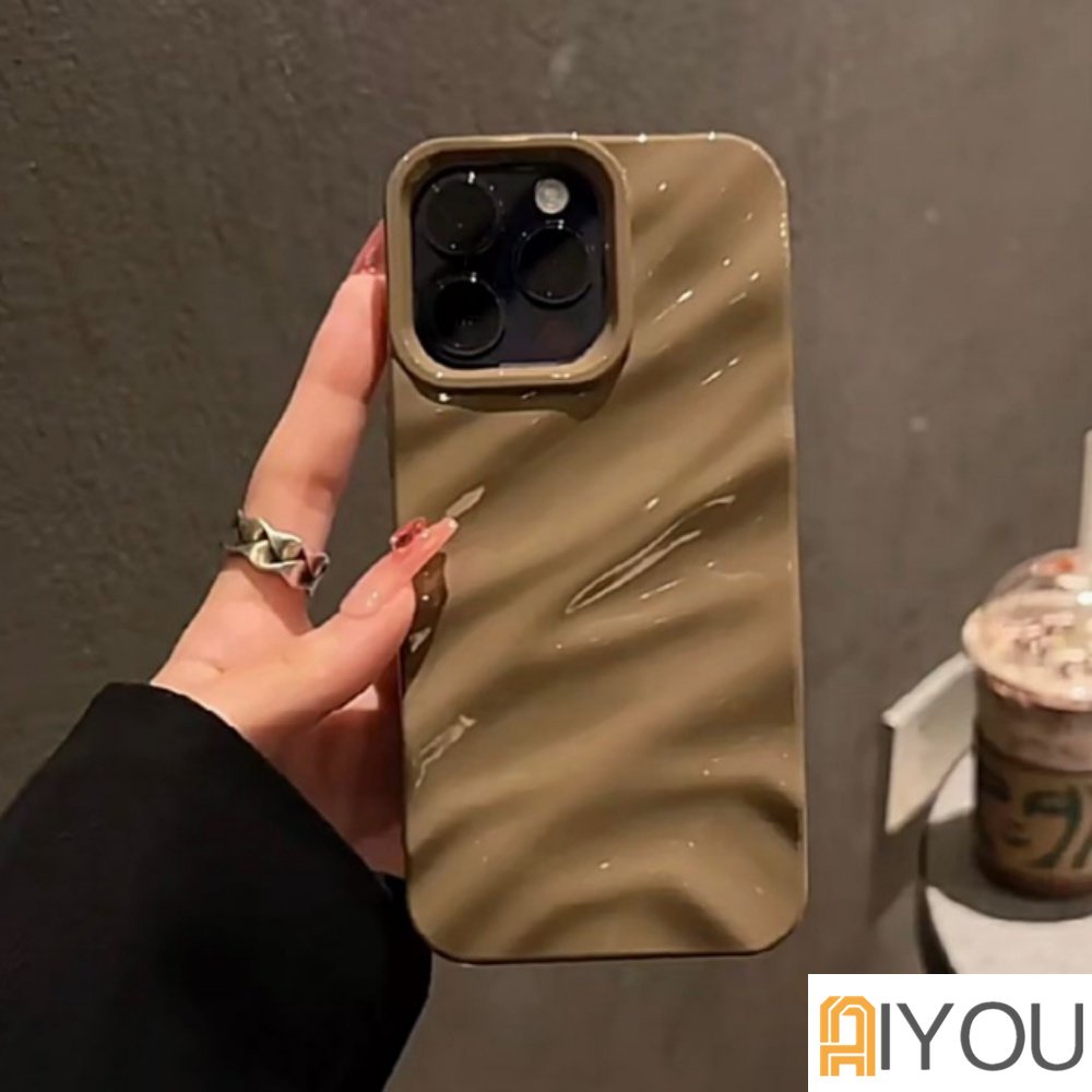 High Grade Ins Ungu Tiga Dimensi Lipit Gelombang Bumper Casing Shockproof Phone Case Untuk Iphone 11 Pro Max 12 13 14 Pro Max XR Xs Max7 8plus 13Promax Non-slip Cover