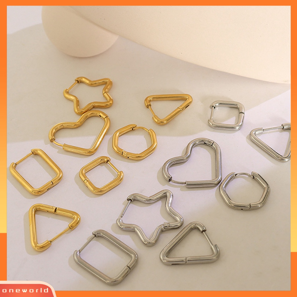 [EONE] 1pasang Anting Wanita Geometris Baja Titanium Multi Bentuk Dipoles Kecil Bintang Berujung Lima Ladies Earrings Fashion Perhiasan