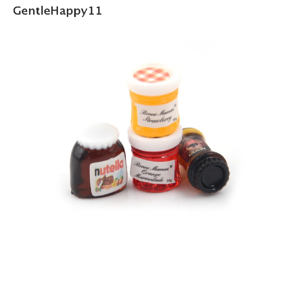 Gentlehappy 4pcs/set Miniatur Rumah Boneka1: 12dapur Makanan Selai Bumbu Kopi DIY Decor id
