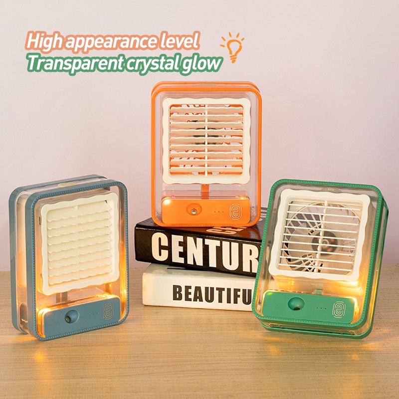 Mini Air Conditioner Air Cooler Dengan Night Light Portable Usb Charge Humidification Fan Electric Fans Desktop Fan