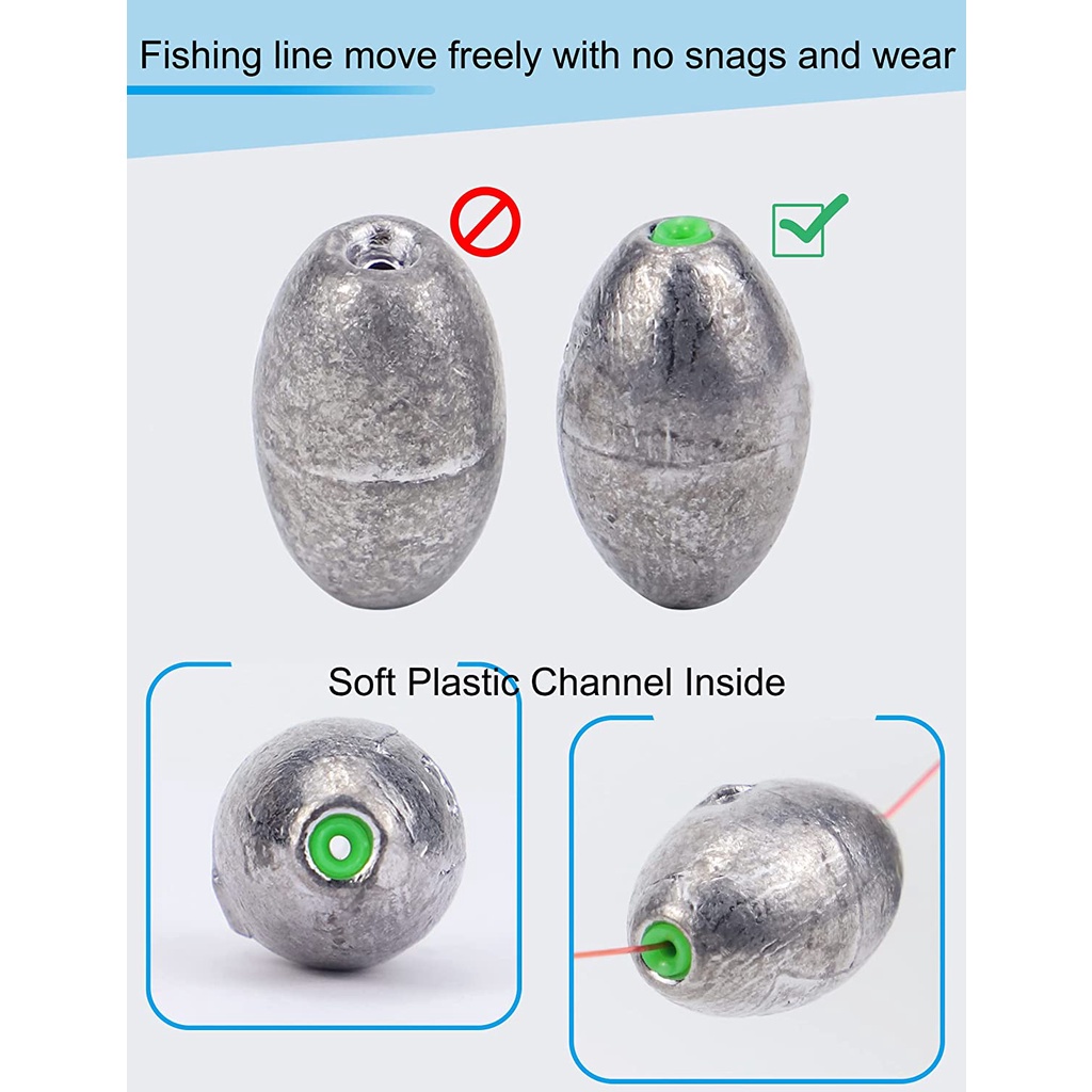 3g/5g/7g/10g/20g/30g Memancing Telur Memimpin Pemberat Drop Bass Pemberat Sinker Tackle Air Asin Casting Memancing Sinkers Set Oval Air Tawar