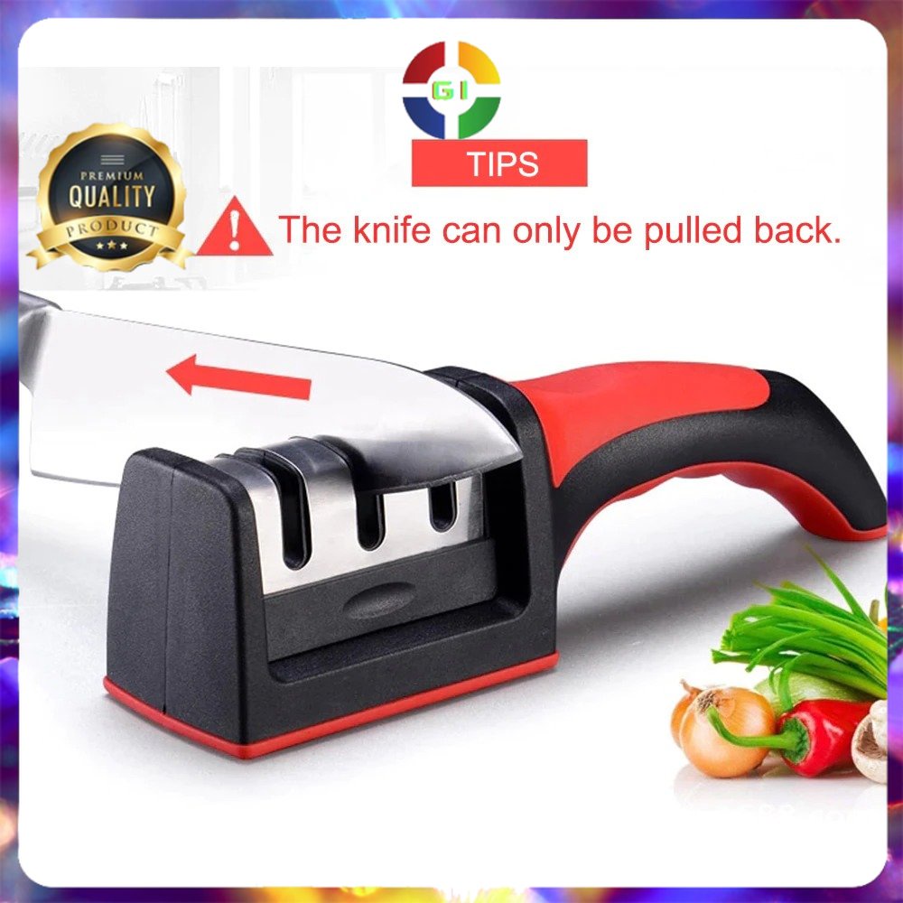 Pengasah Pisau Dapur Knife Sharpener 3 Slot Black