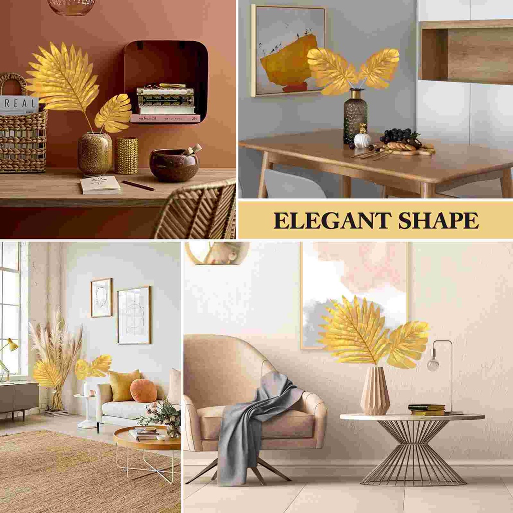 Simulation Simulasi Emas Daun Kura-kura Monstera Daun Palem Gaya Nordik Buatan Daun Tanaman Dekorasi Rumah Daun Emas Daun Monster