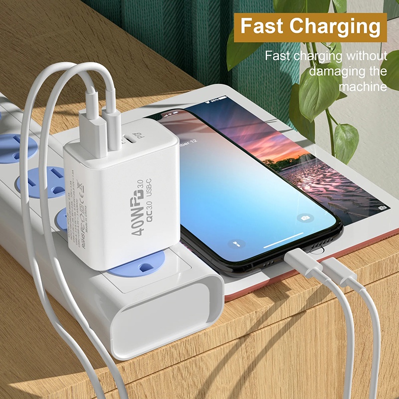 Universal Dual PD USB Port 40W Charger Ponsel Cepat/US EU Plug Tablet Charging Adapter/Kepala Charge Telepon Cocok Untuk Android