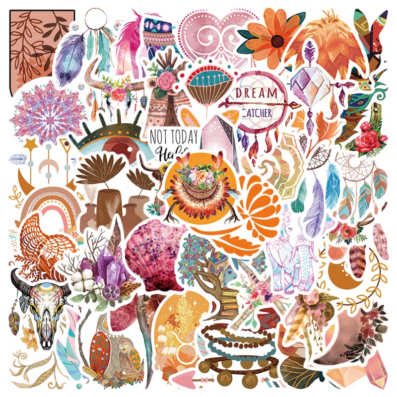 50pcs/pack Bohemian Art Stiker Koper Case Laptop Gitar Tahan Air Graffiti Stickers