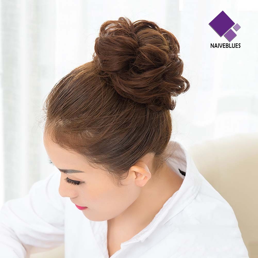 &lt; Naiveblues &gt; Wanita Elastis Rambut Bun Ponytail Extension Messy Chignon Hairpiece Aksesori