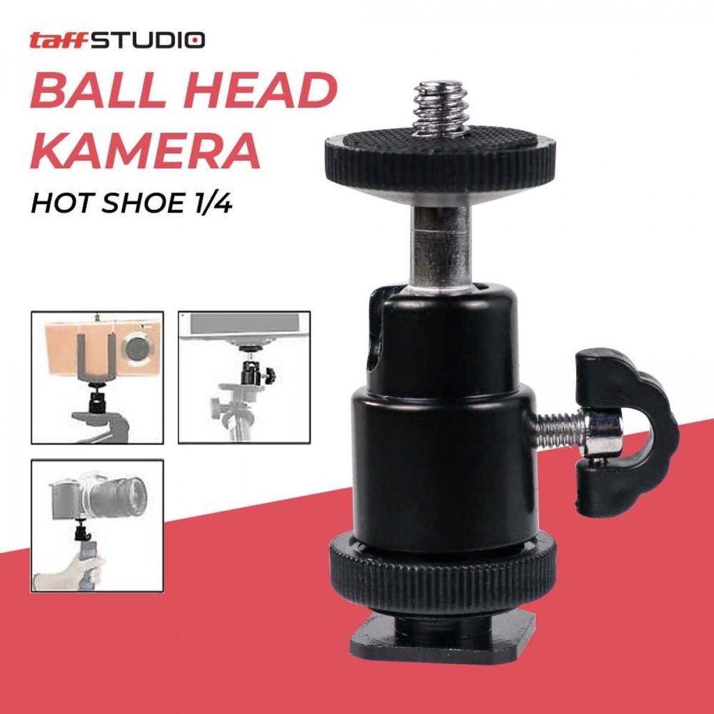 Dudukan Kamera Kepala Tripod Ball Head Hot Shoe