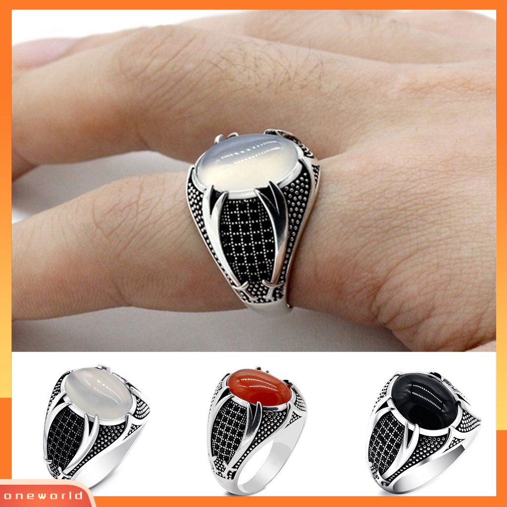 [EONE] Pria Cincin Retro Berlian Imitasi Hias Alloy Pria Vintage Pedang Ganda Jari Cincin Perhiasan Untuk Pesta