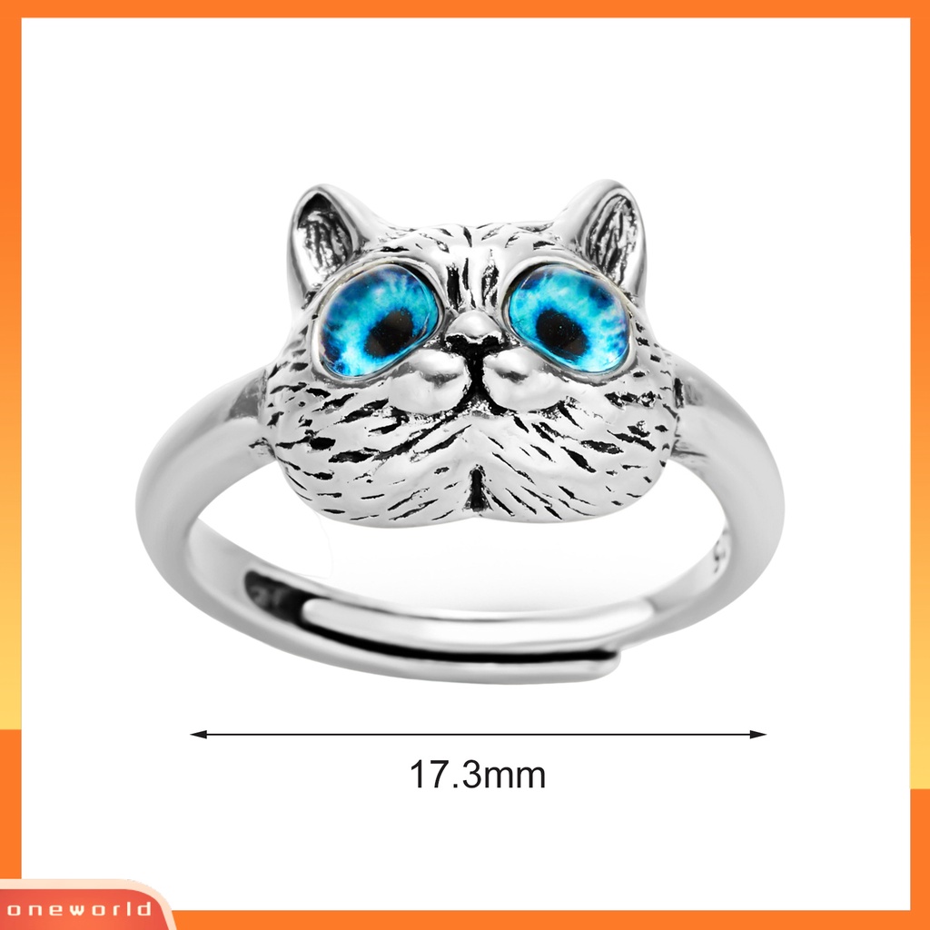 [EONE] Wanita Cincin Vintage 3D Kartun Desain Pembukaan Yang Dapat Disesuaikan Geometris Hias Hadiah Lady Kitten Brave Troops Sun Finger Ring Jewelry Untuk Kehidupan Sehari-Hari