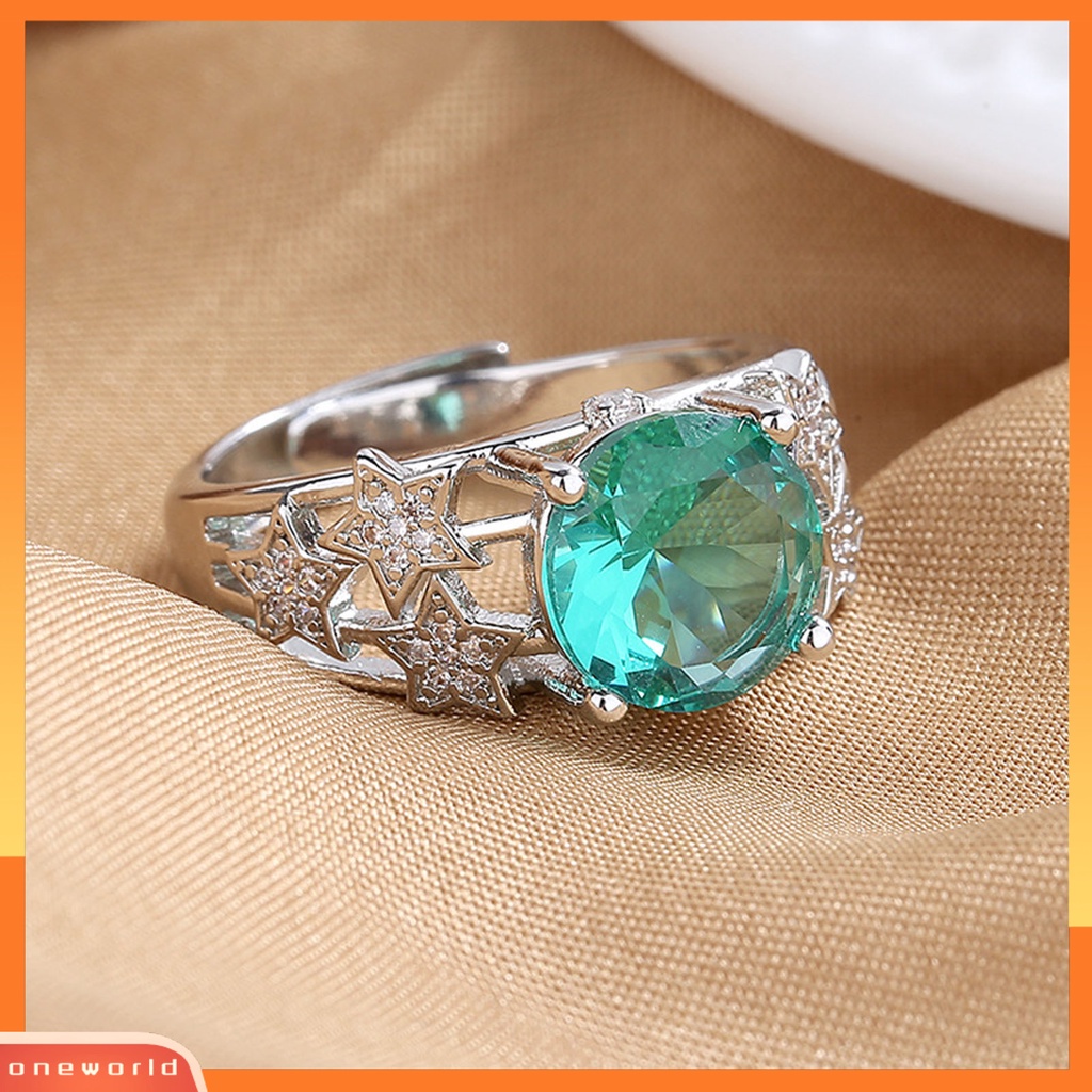 [EONE] Wanita Cincin Pembukaan Dapat Disesuaikan Berongga Lima Titik Bintang Retro Hadiah Berlian Imitasi Tertanam Wanita Jari Cincin Perhiasan Fashion