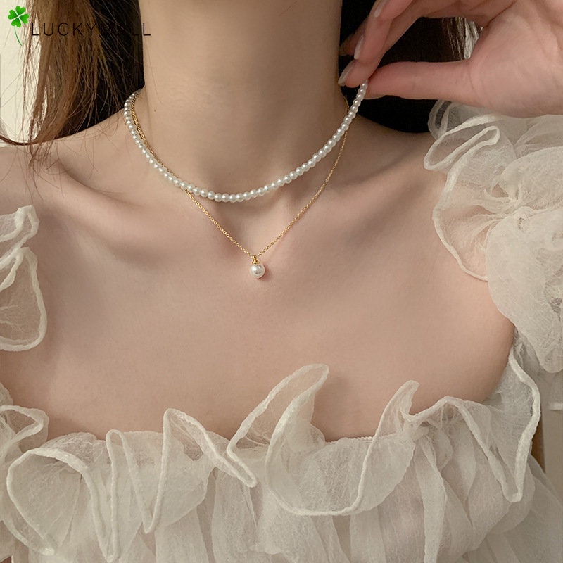 Fashion Mutiara Choker Liontin Untuk Wanita Elegan Rantai Emas Kalung Perhiasan Aksesoris