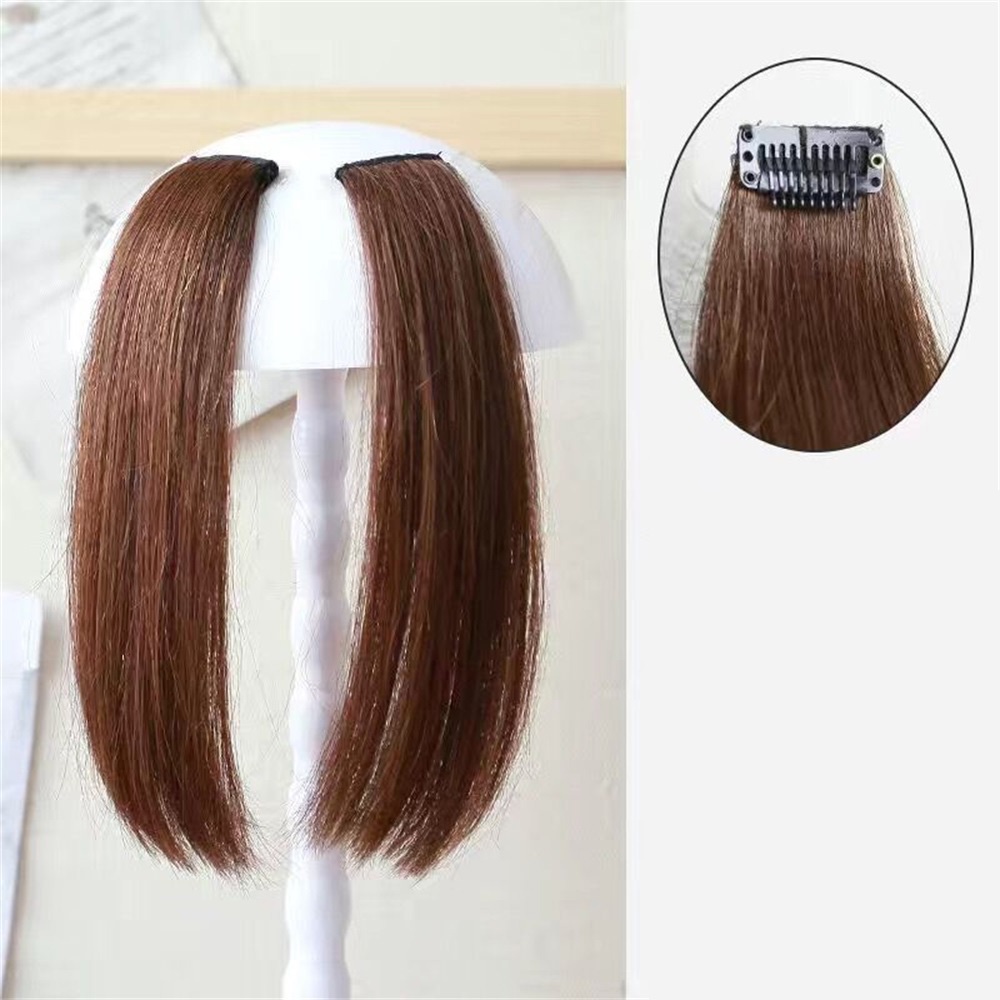 2pcs Poni Potongan Princess Tebal Poni Sopak Dengan Cambang Dan wig Rambut Mengalir Untuk Wanita Perempuan 35cm